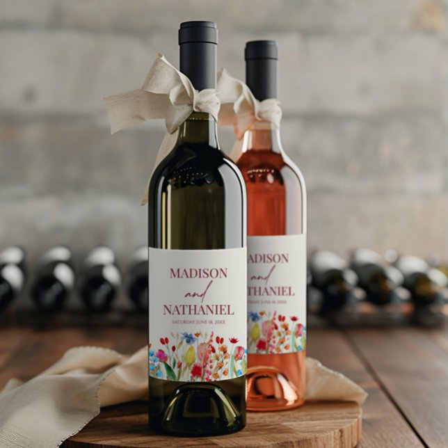 Rótulo De Garrafa De Cerveja Casamento de Jardins Florais de Flores Selvagens (Criador carregado)