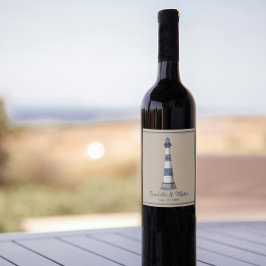 Rótulo De Garrafa De Cerveja Casamento de Kraft, Borda de Farol Branco Azul