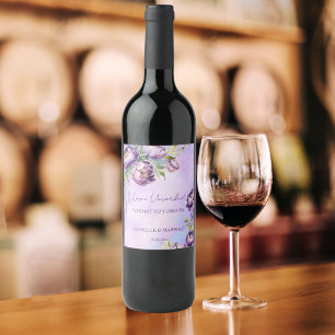 Rótulo De Garrafa De Cerveja Casamento de lilac wisteria de púrpura Elegante