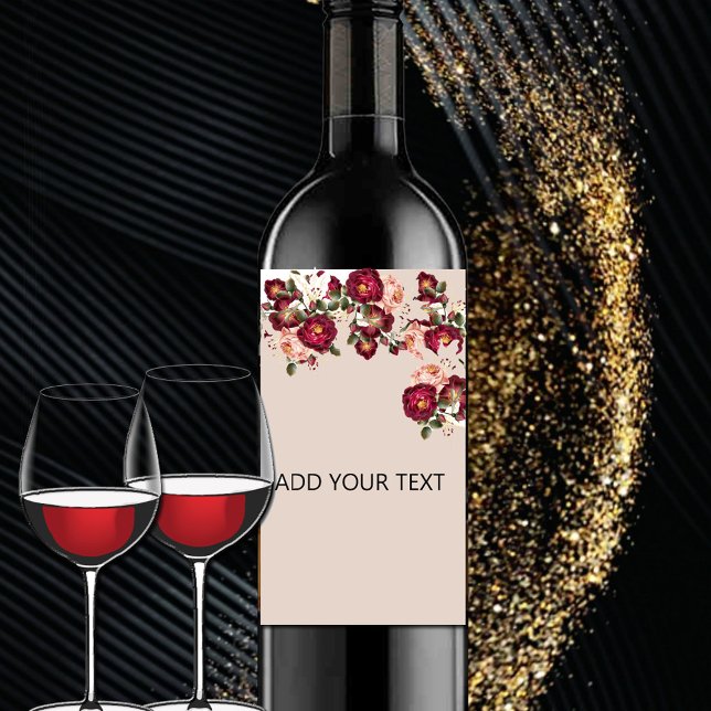 Rótulo De Garrafa De Cerveja Casamento de Lindas Rosas Rosa Vermelhas Lírios Br (Criador carregado)