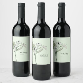Rótulo De Garrafa De Cerveja Casamento de Lírios de Cala Brancos Elegantes Mode