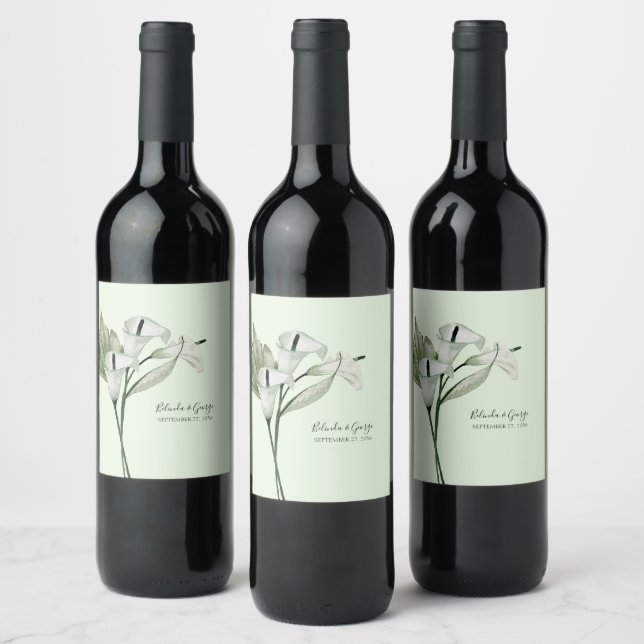 Rótulo De Garrafa De Cerveja Casamento de Lírios de Cala Brancos Elegantes Mode (Garrafas)