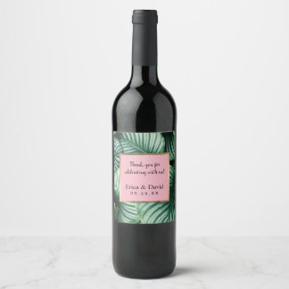Rótulo De Garrafa De Cerveja Casamento de Luau Praia com Folhas Tropicais