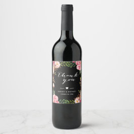 Rótulo De Garrafa De Cerveja Casamento de Mola Floral Rosa Clássica Obrigado