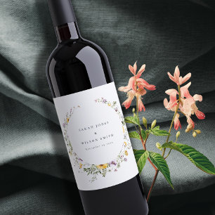 Rótulo De Garrafa De Cerveja Casamento de Moldura do Círculo Lilac Amarelo