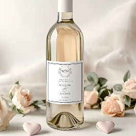 Rótulo De Garrafa De Cerveja Casamento de Monograma de Vintage Elegante