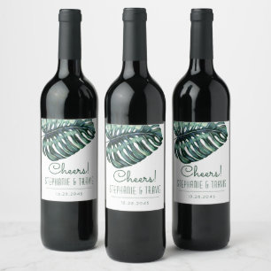 Rótulo De Garrafa De Cerveja Casamento de Monstera Leaf Mod Beach Tropical