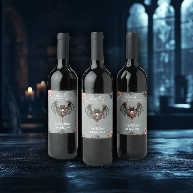 Rótulo De Garrafa De Cerveja Casamento de Morcego Gótico  (Criador carregado)