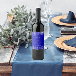 Rótulo De Garrafa De Cerveja Casamento de noiva azul-real