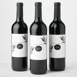 Rótulo De Garrafa De Cerveja Casamento de Oliveira Greenery
