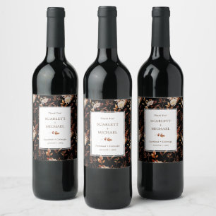 Rótulo De Garrafa De Cerveja Casamento de Outono com Folhas Elegantes