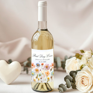 Rótulo De Garrafa De Cerveja Casamento de Pastel Pink Boho Wildflower
