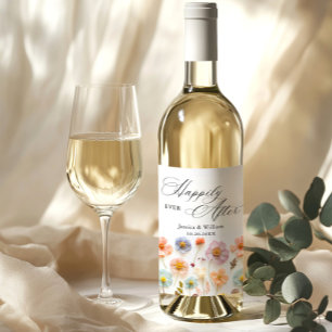 Rótulo De Garrafa De Cerveja Casamento de Pastel Pink Boho Wildflower