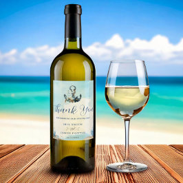 Rótulo De Garrafa De Cerveja Casamento de Praia Moderna com Âncora Náutica Chic