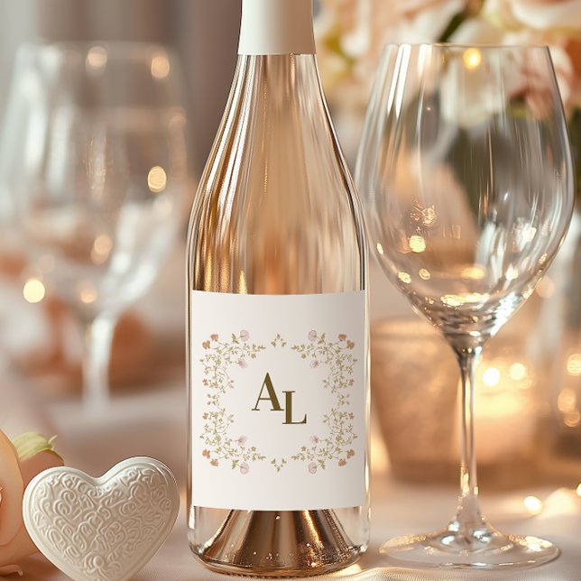 Rótulo De Garrafa De Cerveja Casamento de Quadros Antigos Florais do Rococo (Criador carregado)