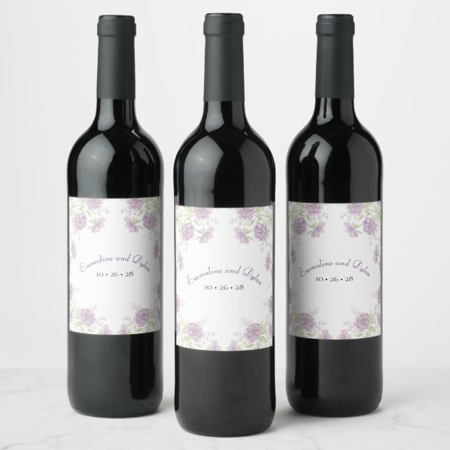 Rótulo De Garrafa De Cerveja Casamento de Rosa Roxa Lavanda (Garrafas)