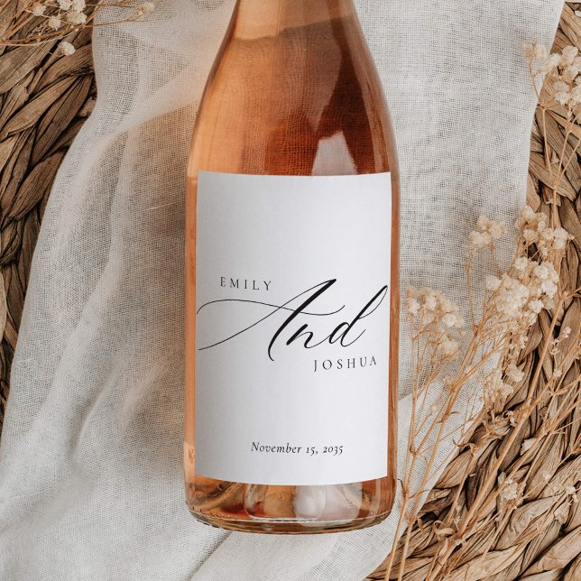 Rótulo De Garrafa De Cerveja Casamento de Roteiro Elegante Moderno (Criador carregado)