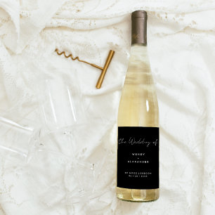 Rótulo De Garrafa De Cerveja Casamento de Script Moderno Negro