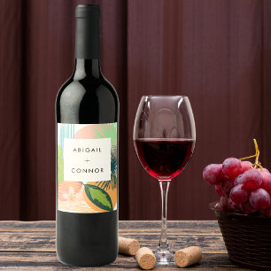 Rótulo De Garrafa De Cerveja Casamento de Teal de Coral Abstrato Tropical Negri