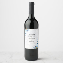 Rótulo De Garrafa De Cerveja Casamento de verão com flores elegantes azuis