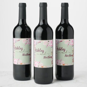 Rótulo De Garrafa De Cerveja Casamento de Verão de Arca Floral Verde da Elegant