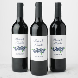 Rótulo De Garrafa De Cerveja Casamento de Verão de Frutas de mirtilo Blueberry
