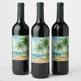 Rótulo De Garrafa De Cerveja Casamento de Verão na Ilha Tropical Beach