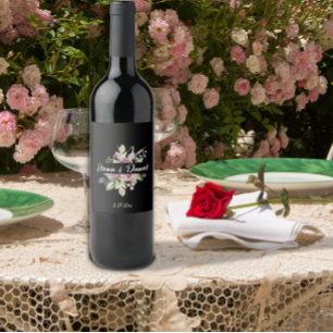 Rótulo De Garrafa De Cerveja Casamento de vestido preto minimalista de rosa de