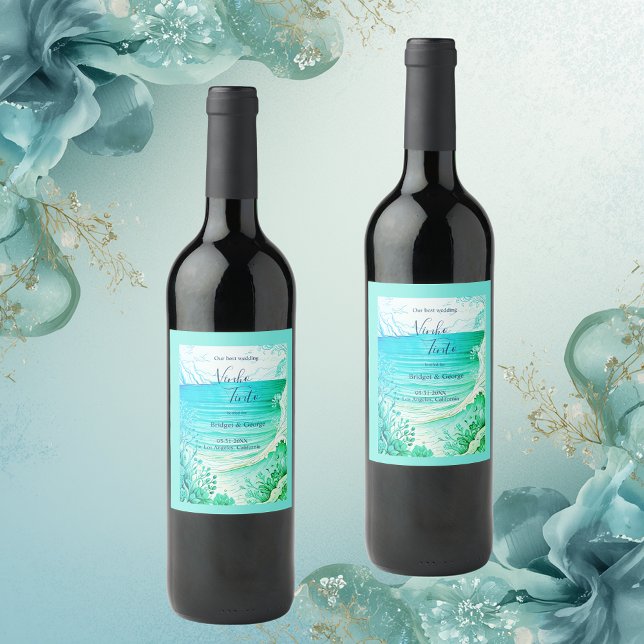 Rótulo De Garrafa De Cerveja casamento de vibe na costa azul (Criador carregado)