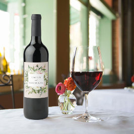 Rótulo De Garrafa De Cerveja Casamento do Jardim de Pedônia de Blush Branco Ele