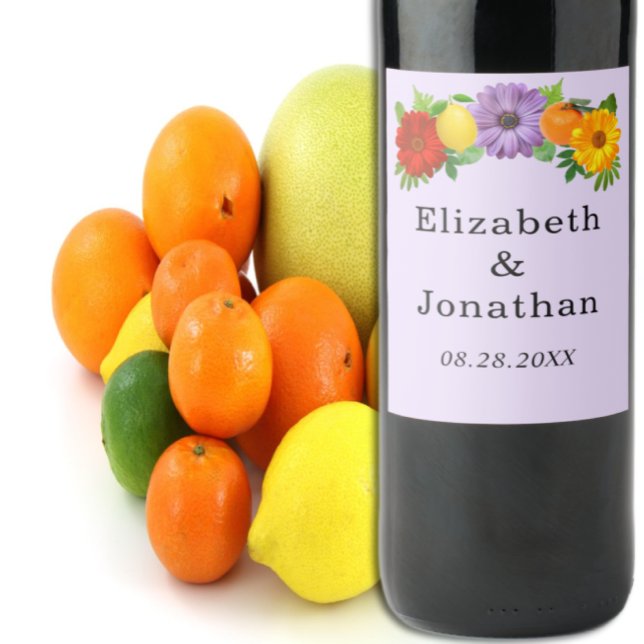 Rótulo De Garrafa De Cerveja Casamento do Jardim Floral de Citrus (Criador carregado)