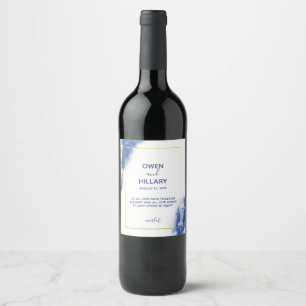 Rótulo De Garrafa De Cerveja Casamento do Mármaco Azul Elegante