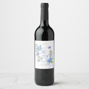 Rótulo De Garrafa De Cerveja Casamento do Monograma da Faixa Azul