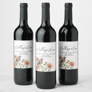 Rótulo De Garrafa De Cerveja Casamento do Pássaro nas Flores