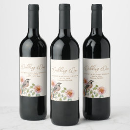 Rótulo De Garrafa De Cerveja Casamento do Pássaro nas Flores