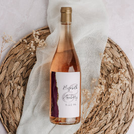 Rótulo De Garrafa De Cerveja Casamento Dourado de Agate Agate Burgundy Moderno