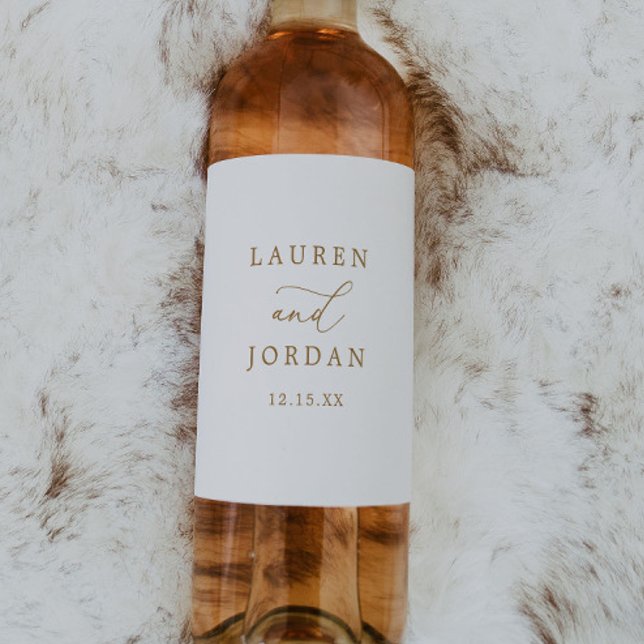 Rótulo De Garrafa De Cerveja Casamento Dourado de Caligrafia Elegante (Criador carregado)