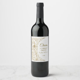 Rótulo De Garrafa De Cerveja Casamento Dourado de Deco de Arte Branco Glamoroso