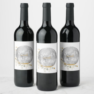 Rótulo De Garrafa De Cerveja Casamento Dourado de Vidraça Selvagem de Lua Cheia