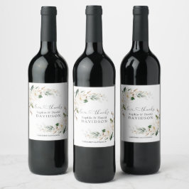 Rótulo De Garrafa De Cerveja Casamento Dourado Floral da Magnólia Branca Elegan