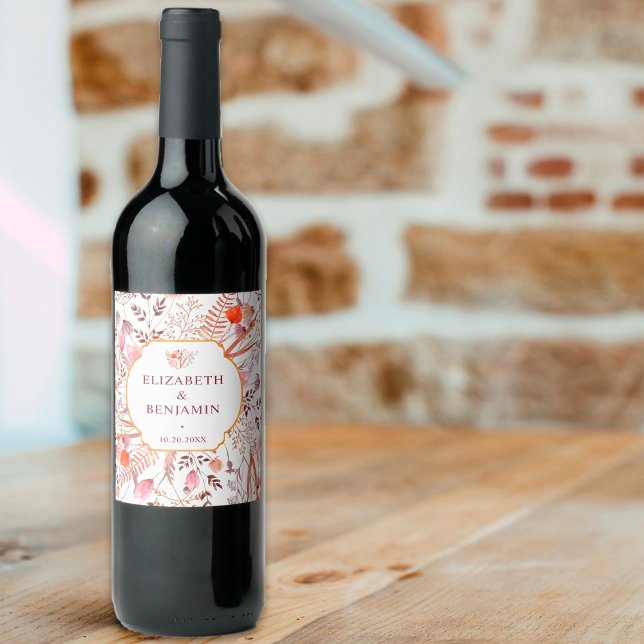 Rótulo De Garrafa De Cerveja Casamento Dourado Rustic Boho Chall Wildflower (Criador carregado)