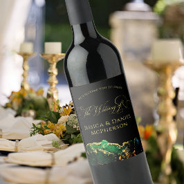 Rótulo De Garrafa De Cerveja Casamento Dourado Verde Abstrato Negro Moderno