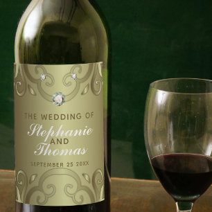 Rótulo De Garrafa De Cerveja Casamento Dourado vitoriano e legante luxuoso