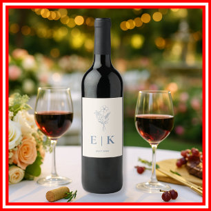 Rótulo De Garrafa De Cerveja Casamento Dusty Blue   Monograma