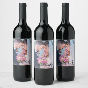 Rótulo De Garrafa De Cerveja Casamento Elegante Amor e Agradecimento Foto Preta