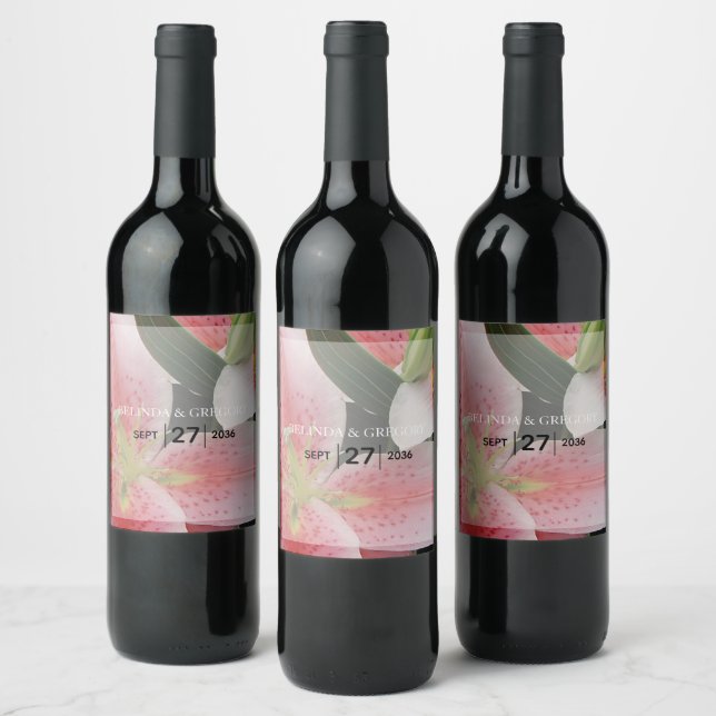 Rótulo De Garrafa De Cerveja Casamento Elegante de Llírios Orientais (Garrafas)