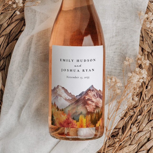 Rótulo De Garrafa De Cerveja Casamento Elegante de outono (Criador carregado)