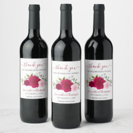 Rótulo De Garrafa De Cerveja Casamento Elegante De Rosas Magenta E Rosa Muito O