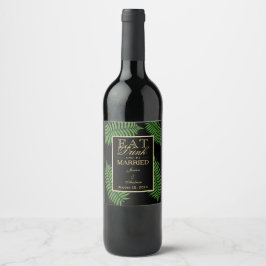 Rótulo De Garrafa De Cerveja Casamento Elegante e Sofisticado com Samambaia