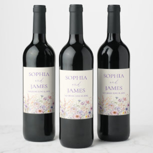 Rótulo De Garrafa De Cerveja Casamento Elegante em Campo de Flores Silvestres R